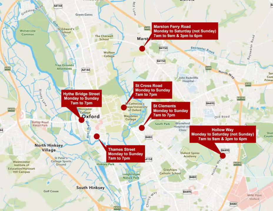 Oxford Congestion Charge Locations
